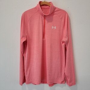 Under Armour Womens Half Zip Activewear Top Large Hot Pink Lightweight Athletic